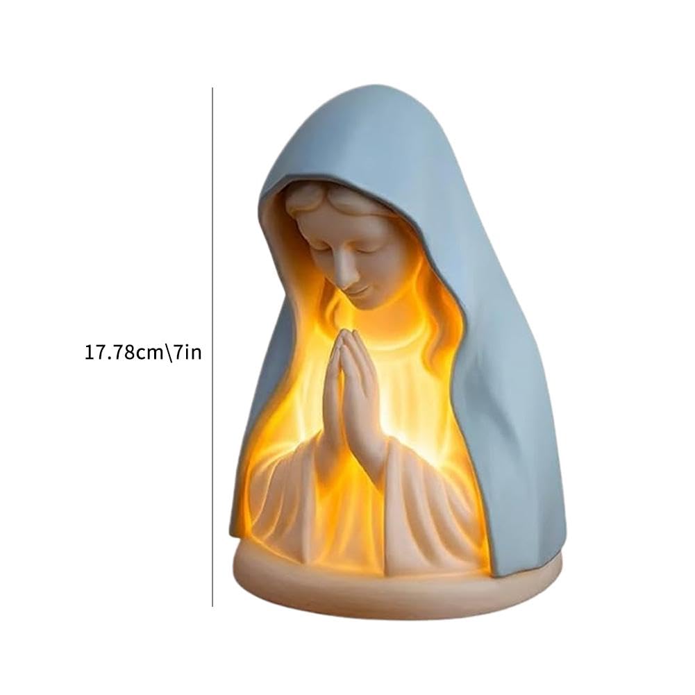 Virgin Mary Prayer Night Light,Elegant Handmade Virgin Mary Catholic Decor Table Lamp,Soft Eye Protecting Virgin Mary Night Light,LED Devotional Table Lamp for Faith and Spiritual Comfort